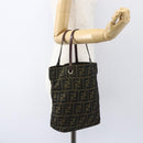 FENDI Zucca Canvas Hand Bag Black Brown Auth 157672-19