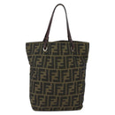 FENDI Zucca Canvas Hand Bag Black Brown Auth 157672-13