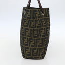 FENDI Zucca Canvas Hand Bag Black Brown Auth 157672-3