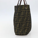 FENDI Zucca Canvas Hand Bag Black Brown Auth 157672-4