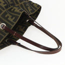 FENDI Zucca Canvas Hand Bag Black Brown Auth 157672-7