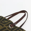 FENDI Zucca Canvas Hand Bag Black Brown Auth 157672-8