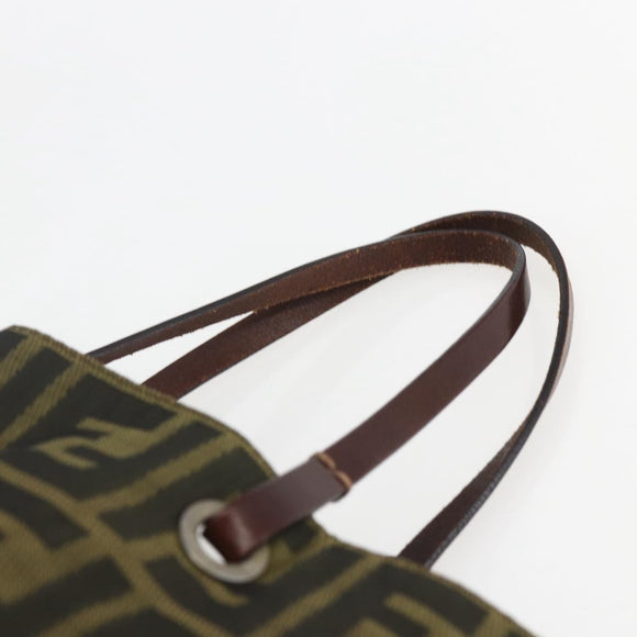 FENDI Zucca Canvas Hand Bag Black Brown Auth 157672