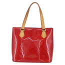 LOUIS VUITTON Monogram Vernis Houston Hand Bag Rouge M91092 LV Auth 157674-2