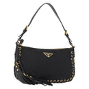 PRADA Shoulder Bag Nylon Black Gold Auth 157682V-1