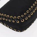 PRADA Shoulder Bag Nylon Black Gold Auth 157682V-10