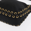 PRADA Shoulder Bag Nylon Black Gold Auth 157682V-11