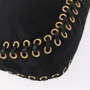 PRADA Shoulder Bag Nylon Black Gold Auth 157682V-12