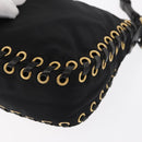 PRADA Shoulder Bag Nylon Black Gold Auth 157682V-13