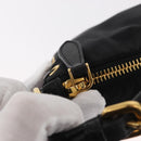 PRADA Shoulder Bag Nylon Black Gold Auth 157682V-16