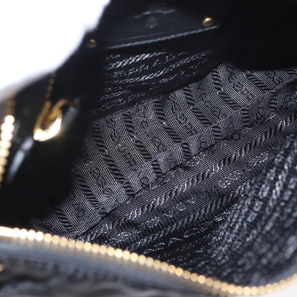 PRADA Shoulder Bag Nylon Black Gold Auth 157682V