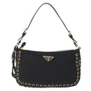PRADA Shoulder Bag Nylon Black Gold Auth 157682V-2