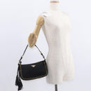 PRADA Shoulder Bag Nylon Black Gold Auth 157682V-24