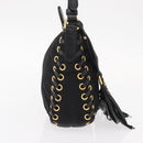 PRADA Shoulder Bag Nylon Black Gold Auth 157682V-5