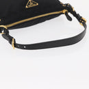 PRADA Shoulder Bag Nylon Black Gold Auth 157682V-7