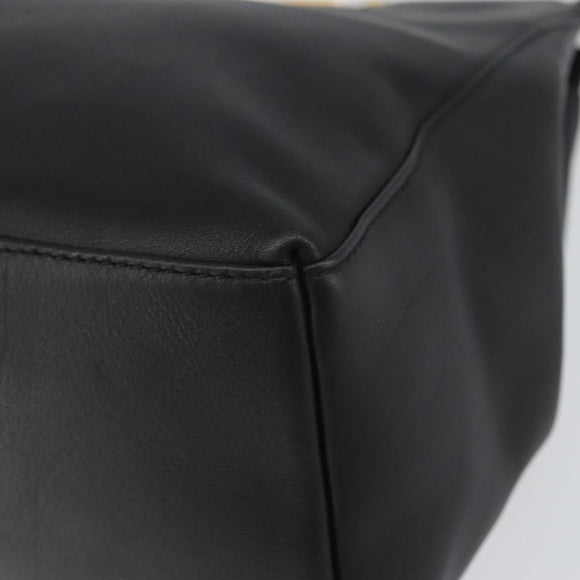 Salvatore Ferragamo Gancini Hand Bag Leather 2way Black Gold Auth 157683