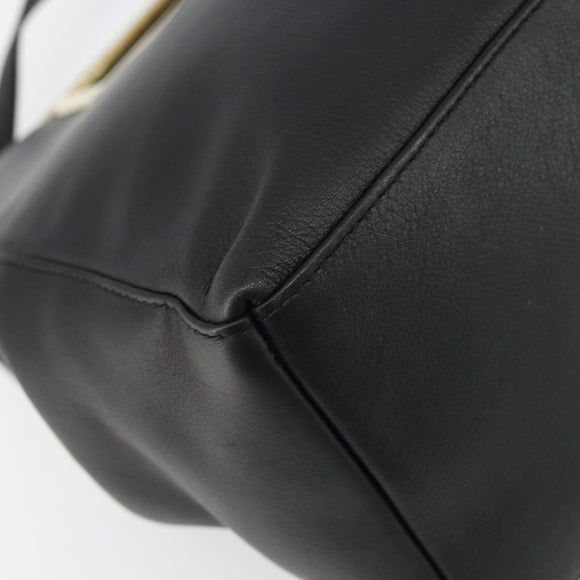 Salvatore Ferragamo Gancini Hand Bag Leather 2way Black Gold Auth 157683