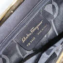 Salvatore Ferragamo Gancini Hand Bag Leather 2way Black Gold Auth 157683-16