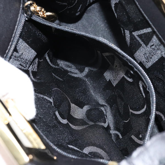 Salvatore Ferragamo Gancini Hand Bag Leather 2way Black Gold Auth 157683