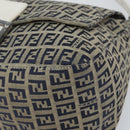 FENDI Zucchino Canvas Mamma Baguette Shoulder Bag Navy Silver Auth 157684-14