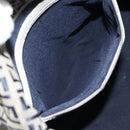 FENDI Zucchino Canvas Mamma Baguette Shoulder Bag Navy Silver Auth 157684-24