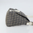 FENDI Zucchino Canvas Mamma Baguette Shoulder Bag Navy Silver Auth 157684-3