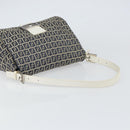 FENDI Zucchino Canvas Mamma Baguette Shoulder Bag Navy Silver Auth 157684-7