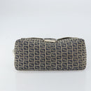 FENDI Zucchino Canvas Mamma Baguette Shoulder Bag Navy Silver Auth 157684-5