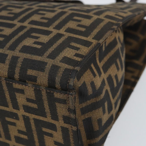 FENDI Zucca Canvas Mamma Baguette Tote Bag Brown Black Auth 157686