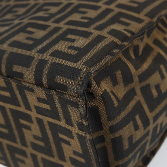 FENDI Zucca Canvas Mamma Baguette Tote Bag Brown Black Auth 157686