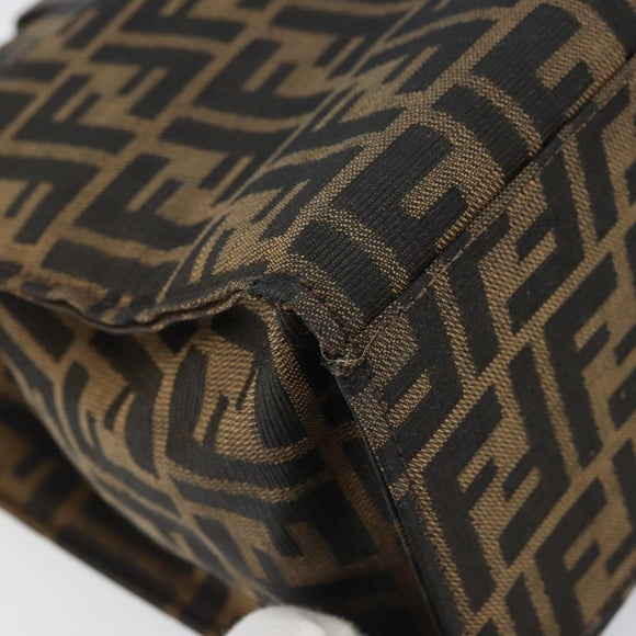 FENDI Zucca Canvas Mamma Baguette Tote Bag Brown Black Auth 157686
