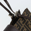 FENDI Zucca Canvas Mamma Baguette Tote Bag Brown Black Auth 157686-10