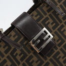 FENDI Zucca Canvas Mamma Baguette Tote Bag Brown Black Auth 157686-17