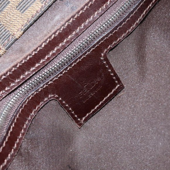 FENDI Zucca Canvas Mamma Baguette Tote Bag Brown Black Auth 157686