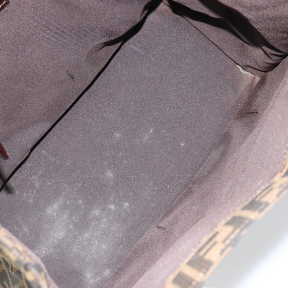 FENDI Zucca Canvas Mamma Baguette Tote Bag Brown Black Auth 157686