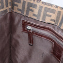 FENDI Zucca Canvas Mamma Baguette Tote Bag Brown Black Auth 157686-22