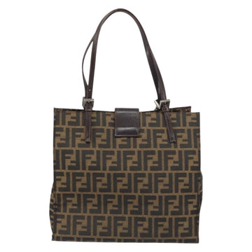FENDI Zucca Canvas Mamma Baguette Tote Bag Brown Black Auth 157686 - 0