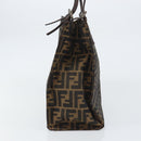 FENDI Zucca Canvas Mamma Baguette Tote Bag Brown Black Auth 157686-3