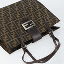 FENDI Zucca Canvas Mamma Baguette Tote Bag Brown Black Auth 157686-6