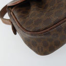 CELINE Macadam Canvas Shoulder Bag PVC Leather Brown Gold Auth 157688-15