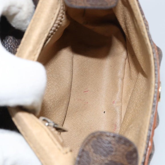 CELINE Macadam Canvas Shoulder Bag PVC Leather Brown Gold Auth 157688