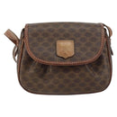 CELINE Macadam Canvas Shoulder Bag PVC Leather Brown Gold Auth 157688-13