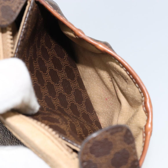 CELINE Macadam Canvas Shoulder Bag PVC Leather Brown Gold Auth 157688