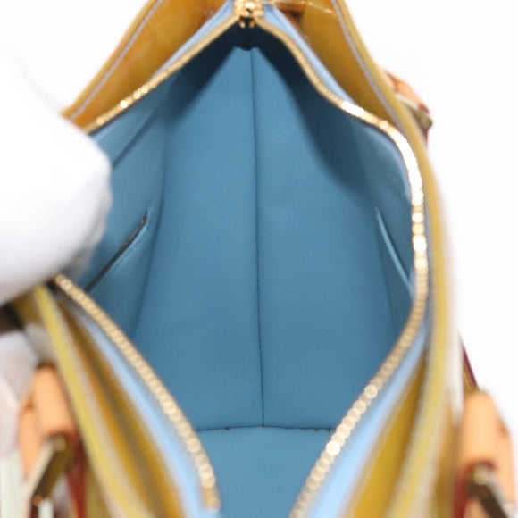 LOUIS VUITTON Monogram Vernis Houston Hand Bag Baby Blue M91005 LV Auth 157739