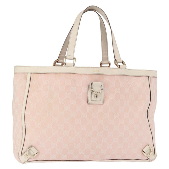 GUCCI GG Canvas Tote Bag Pink Gold 141472 Auth 157745