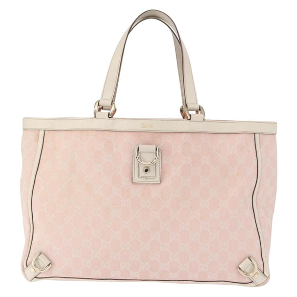 GUCCI GG Canvas Tote Bag Pink Gold 141472 Auth 157745
