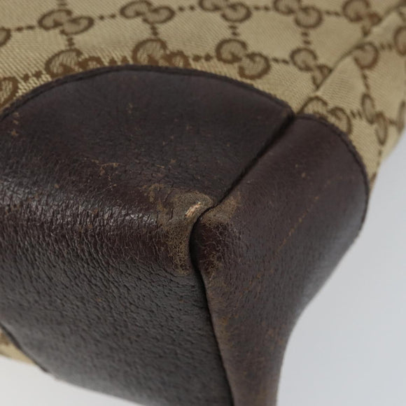GUCCI GG Canvas Shoulder Bag Beige Silver 114273 Auth 157746