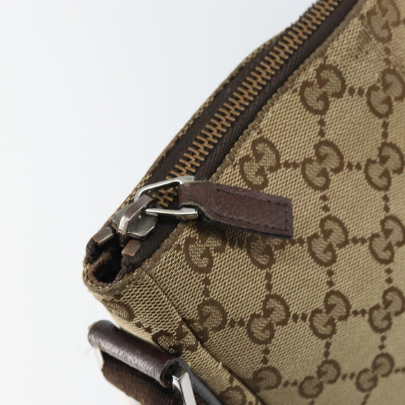 GUCCI GG Canvas Shoulder Bag Beige Silver 114273 Auth 157746