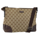 GUCCI GG Canvas Shoulder Bag Beige Silver 114273 Auth 157746-1