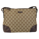 GUCCI GG Canvas Shoulder Bag Beige Silver 114273 Auth 157746-13